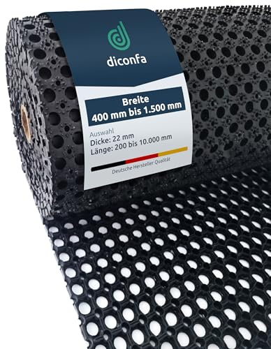 diconfa Caillebotis Caoutchouc sur Mesure - 400 à 1500mm Large - 0,2 à 10m Long==> 1m x 3m (100cm x 300cm) Tapis de propreté au mètre antidérapant Contre l'eau, la Neige et la Glace