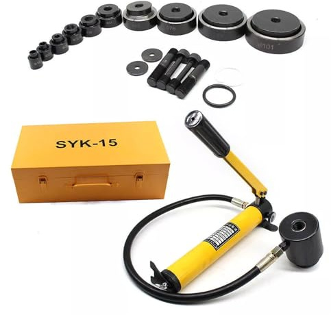 15T Hydraulische Blechlocher - 16-101mm Lochstanze Set, 10 Dies Werkzeug, Hydraulik Werkzeuge