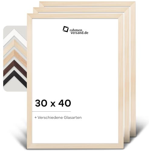 PANORAHMA BILDERRAHMEN Bilderrahmen 30x40 cm Holz Linde Natur 3er Set/Bilder Rahmen zum Aufhängen/Holzrahmen/Fotorahmen/Bilderrahmen zum aufhängen