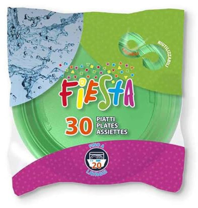 90 Piatti PIANI colorati di plastica RIUTILIZZABILI da 22cm piatti rigidi | piatti Lavabili | VARI COLORI | per feste eventi compleanni (Verde)