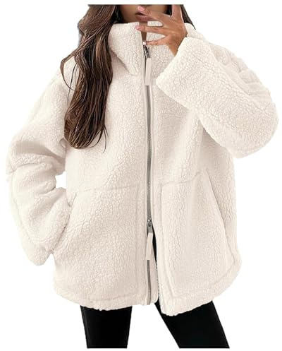 Vhersily 2025 Regal - Felpa Donna Pile Invernale Caldo con Cerniera Giacca da Camera Corta Senza Cappuccio Giacche Tinta Unita Cappotto Peluche Giubbotto Comoda in Sherpa Fleece