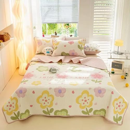 E-yimeng Tagesdecke 120x200 Sofa überzug Vielseitige Wohndecke als Bettüberwurf oder Sofaüberwurf Zweiseitig Steppdecke Leichte Weiche Gesteppte Decke Weiß Rosa Grün (ohne Kissenbezug)