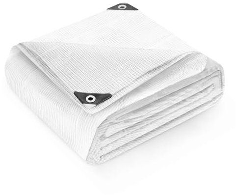 Keplin 3x3m Waterproof Tarpaulin Cover Sheet 100gsm - Heavy Duty, Mould-Resistant, Easy to Wash -PE Material, Reinforced Edges with Metal Eyelets -Clear Mesh -Ideal for Indoor-Outdoor Protection