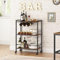 3 Tier Rolling Industrial Design Rustic Wooden Bar Kitchen Food Serving Cart Trolley Wheels Bar Cart, Kitchen Cart with Lockable Wheels, for Dining Rooms, Living Room, Garden, Party, Bar