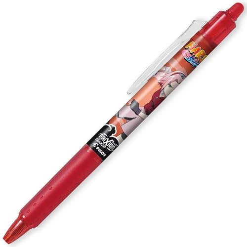 PILOT FriXion Heat/Friction Erasable Retractable Rollerball Pen FR7 Ball Clicker - Naruto Shippuden Limited Edition - Medium Line 0.7mm Tip Nib - Pack of 1 Pen - Red