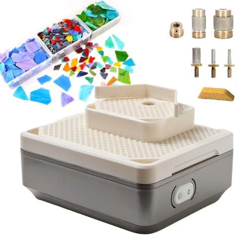 Nouvelle Meuleuse à Verre 2025 pour Artistes – Plateaux de Travail Double, Alimentation en Eau Automatique, Moteur 4000 tr/min pour Vitrail, Mosaïques et Fabrication de Bijoux (5 Bits Diamantés)