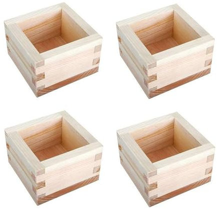 KIXZSAZ 4pack/lot Wooden Masu Sake Cups Easy to and Clean Stylish and Functional Japanese Hinoki Wood Cypress Saki Cup Box