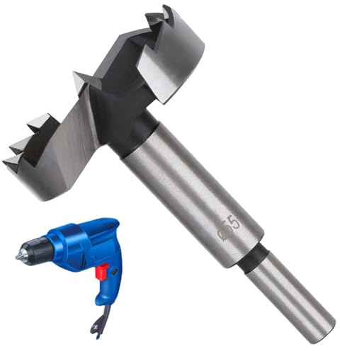 LNJBABAO 55mm Forstner Drill Bit Forstner Bit Wood Drill Bits for Holes Hinge Cutter for Woodworking (Ø6mm, length 95mm, Round Shank) (55mm)
