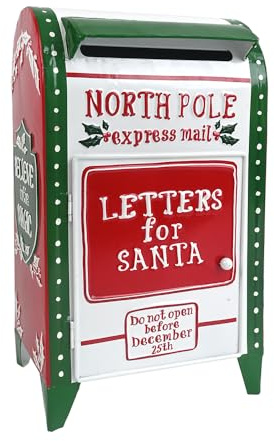 Z&Z ornamentorum Vintage Weihnachtlicher Deko Weihnachtsbriefkasten aus Metall Weihnachtsmann Briefkasten Amerikanischer Briefkasten Weihnachtsdeko Amerikanisch(ZZXA0222S)