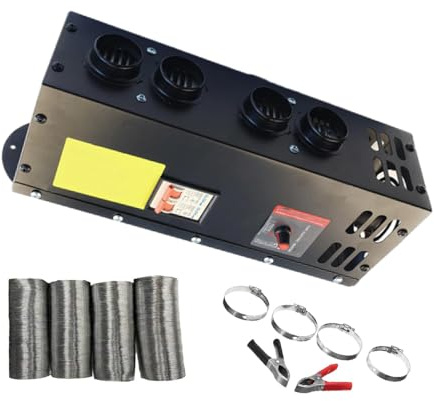 Riloer Auto-Elektroheizung Defroster für Wohnmobil 24 V 600 W-800 W Tragbarer Heizlüfter 4 Löcher Windschutzscheiben-Enteiser Defogger Heizen und Kühlen
