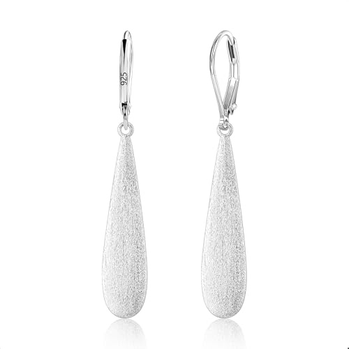 14K Vergoldet Französisch Ohrhake Ohrringe Hängend Lang Ohrhänger für Damen | Hypoallergen Silber 925 Ohrringe Hängend Lange Wassertropfen Ohrhänger Baumelnde Boho Hammer Anhängerohrringe Damen Frauen