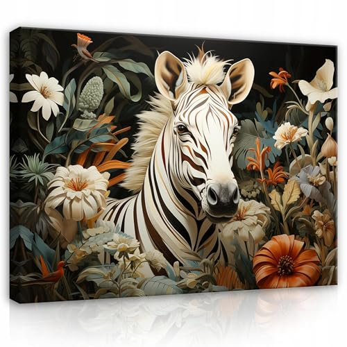 WallArena Leinwand Bilder 120x80 cm | Zebra, Leinwandbilder, Bild auf leinwand, Format: 120x80 cm (BxH) - einteilig auf Canvas Leinwand. Das Leinwand