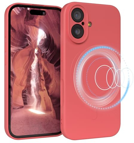 EAZY CASE - Silikonhülle magnetisch für iPhone 17 Hülle Silikon Rot weich stoßfeste Magnet Handyhülle Schutzhülle mit Kameraschutz Dünn Schutz Cover TPU Bumper in Pastell Hellrot
