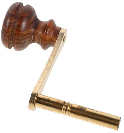 MUCKLILY Llave de Cuerda Clásica para Reloj de Pie Antiguo Manivela de 4 Mm, Material de Metal y Madera, Herramienta Estable para Ajuste de Hora en Oficinas y Espacios de Hospitalidad