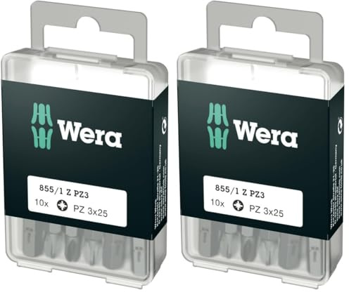 Wera Bit-Sortiment, 855/1 Z PZ 3 DIY, PZ 3 x 25 mm (10 Bits pro Box), 05072405001 (Packung mit 2)