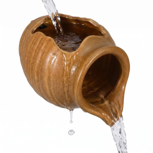 DEARMAMY Keramischer Teich Wasserspeier mit Zirkulierendem Wasser Dekorativer Tontopf für Balkon und Zuhause Einfache Bedienung und Stilvolle Wasserspiel Dekoration