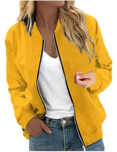 Bomberjacke Damen Kurze Blouson Jacke Casual Pilotenjacke Langarm Outwear Zip Up Solid Leichte Coat Sweatjacke Casual Frühling Sommer Outwear Jacke