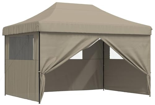 vidaXL Party-Zelt Taupe 279 x 410 x 315 cm Oxford-Stoff, Garten und Terrasse, Veranstaltungszelt, tragbares Outdoor-Vordach, UV-beständiges Zelt, schneller Aufbau, windresistentes Zelt