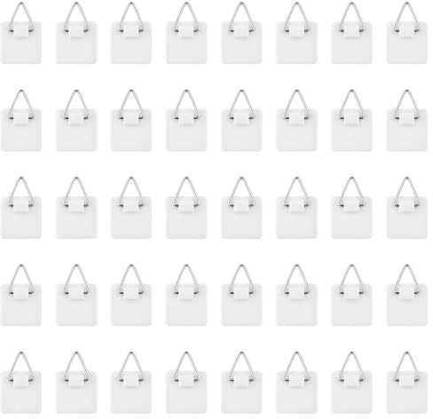 40 Piezas Ganchos Adhesivos para Cuadros Sin Taladrar (Cuadradito) | Cuelga Cuadros Adhesivo Sin Clavos, Ganchos Invisibles Pequeños, Colgadores para Marcos, Fotos, Pósteres