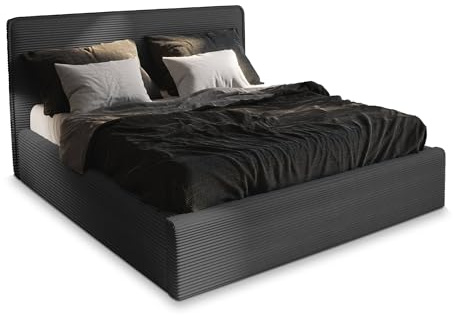 Masseno Polsterbett Parma 120x200 cm, Doppelbett, Bettkasten, Stauraum, Lattenrost Und Kopfteil - Graphitfarben, Lincoln 90