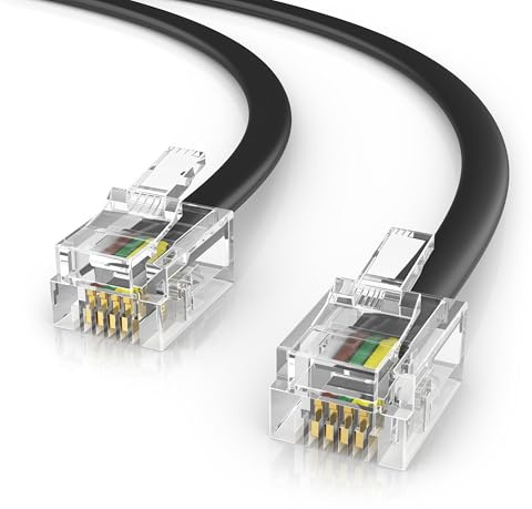 CSL - 5m Telefonkabel - RJ11 auf RJ11 - RJ11 Modularkabel 6P4C Westernkabel - 2x RJ11 Stecker mit Flachkabel für Telefondose Modem Router Fax ISDN DSL VDSL Internet Schwarz
