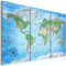 B&D XXL englische Weltkarte Pinnwand & Vlies Leinwand Bild 120x80 cm XXL Bilder mit Kork Rückwand Korktafel Kunstdruck Wandbilder Lernkarte Reise Landkarte k-A-0127-p-e