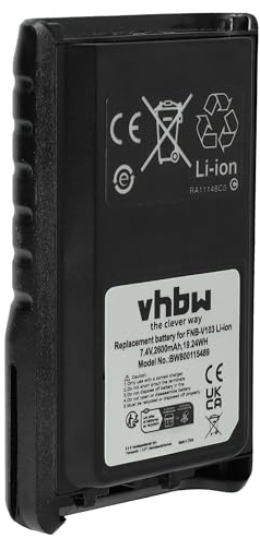 vhbw Akku Ersatz für Yaesu/Vertex FNB-V103 | FNB-V104, FNB-V103LI, FNB-V104LI für Funkgerät, Walkie Talkie (2600 mAh, 7,4 V, Li-Ion)