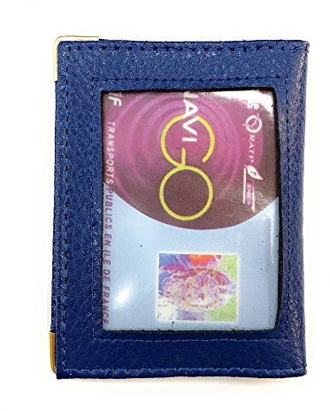 LOLUNA® Porte-Carte Simple 1 à 2 Carte Transparent Compact en Cuir Existe en Plusieurs Couleur pour Homme et Femme - Bleu Marine
