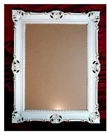 Bilderrahmen Weiß-Gold Dualcolor 90x70 cm mit Glasscheibe Hochzeitsrahmen Selfie Fotorahmen Foto Requisiten Rahmen Antik Barock Rokoko Repro Shabby Chic RENAISSANCE JUGENDSTIL RETRO DESIGN PRUNKVOLL
