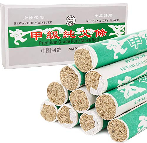 powerking Moxa Rollen, 10 Rollen Rauchfrei Reine Moxa Sticks für Milde Moxibustion Gesundheitspflege Entlasten Körper Schmerz Massage