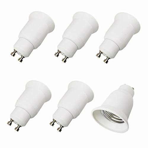DZYDZR 6 Pack GU10 to E27 Light Bulb Lamp Holder Socket Adapter Flame Retardant Material