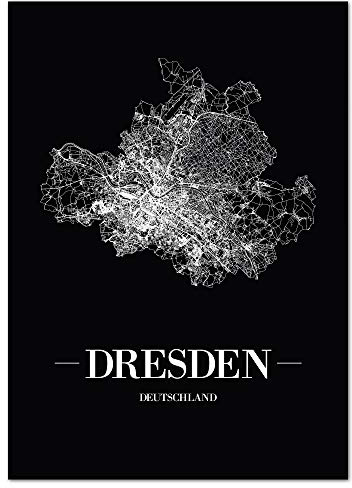 JUNIWORDS Stadtposter - Wähle Deine Stadt - Dresden - 60 x 90 cm Poster - Schrift A - Schwarz