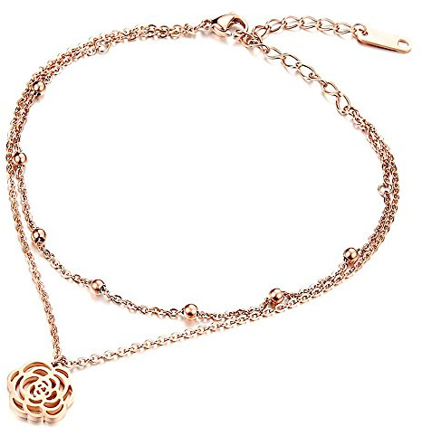 Kim Johanson Edelstahl Damen Fußkettchen *Verschiedene Modelle* in Roségold mit einem starken Karabinerverschluss inkl. Schmuckbeutel