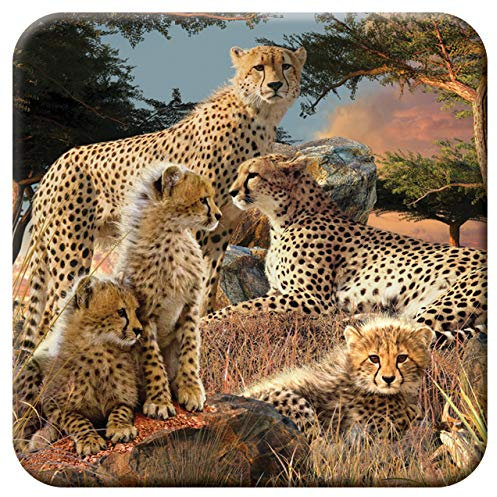 3D LiveLife Kork Matte - Geparden Klan von Deluxebase. Linsenförmige-3D-Kork Große Katze Untersetzer. rutschfeste Getränkematte mit Originalkunstwerk lizenziert vom bekannt Künstler David Penfound