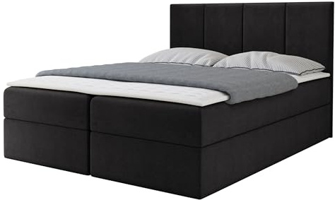 Mirjan24 Boxspringbett Rebos, Doppelbett mit 2 Bettkästen, Lattenrost und Matratze, Amerikanisches Continentalbett, Polsterbett, Bett mit Kopfteil, Bettgestell (Manila 18, 180 x 200 cm)