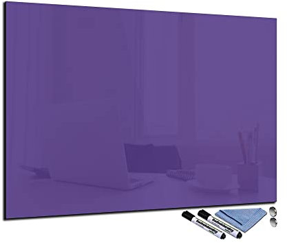 Glas-Magnettafel Violett 70x100 cm Whiteboard Wand Beschreibbar Magnetisch Pinnwand Küche Office Büro mit Zubehör Wochenplaner Abwischbar Deko Memoboard Tafel
