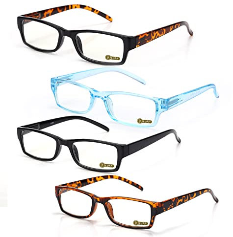 LUFF 4PACK Lunettes de lecture homme - Anti-lumière Bleue Lunette Loupe Femme, Réduction de la Fatigue Oculaire Lunettes D'ordinateur Légères