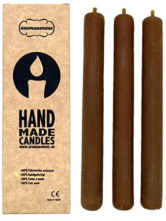 Aromasenses | Bougies Artisanales | Lot de 3 | Bougies parfumées 2 cm x 20 cm | Naturelles, non Toxiques et Artisanales | Longue Durée pour la détente | Originales | Bougies Miel et Cannelle
