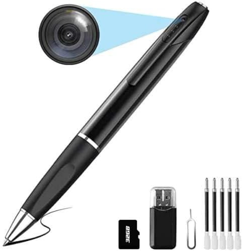 SANPROV Cámara Espía Pluma Cámara Oculta HD 1080P Mini Grabadora de Video con Tarjetas de 32GB Cámara de Niñera para el Hogar Cámara de Vigilancia