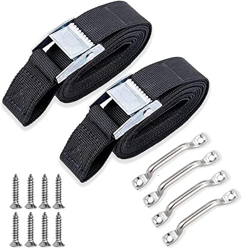 78'' Battery Tie Down Strap for Boats,Battery Box Hold Down Straps Kit with Stainless Steel Cam Buckle,Stainless Steel Deck Loop Mounts and SS Screws,Used for Cooler,Fuel Tank,YETI,RTIC,RV and More