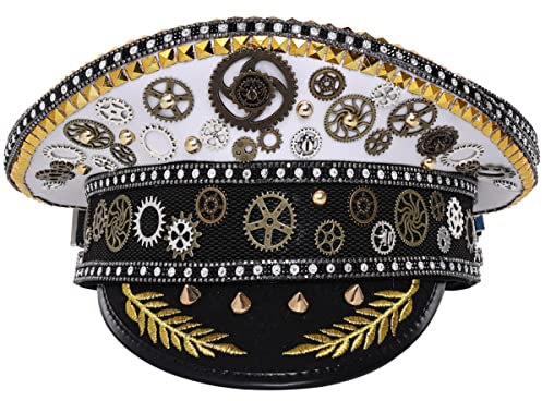 GRACEART Musik Festival Burning Man Hats Pailletten Militär Hut Steampunk Kopfbedeckung, Style-04, Medium