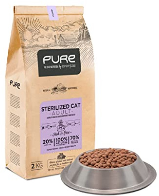 Pure Sterilized Cat Pescado y Arroz 2 kg – Pienso Holístico con Carne Fresca para Gatos Esterilizados – Control de Peso – Cuidado Urinario