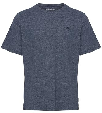 Blend BHWilton Melange Tee Herren T-Shirt Kurzarm Shirt Rundhals-Ausschnitt kleine Bruststickerei hochwertige Baumwoll-Qualität, Größe:2XL, Farbe:Dress Blues (194024)