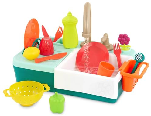 B. toys – Kinder Spülbecken – Waschbecken Kinder mit Wasserfunktion – Kinderspülbecken mit Wasser – Kinderspüle mit Pumpe, fließendes Wasser, Geschirr – Spielzeug ab 3 Jahren – Splash-n-Scrub