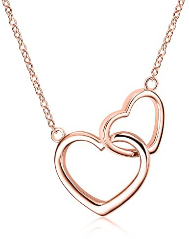 VONALA Damen Halskette, 925 Sterling Silber Herz zu Herz Roségold Anhänger Kette Schmuck für Für Mutter Frau Mädchen Freundin, Geschenk Verpackung