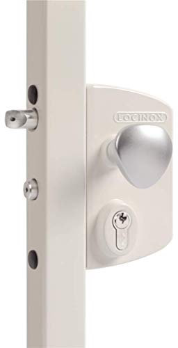 LOCINOX LIKQ U2 Serrure électrique fermée sans courant | Revêtement par poudre | Pour portes battantes rotatives (RAL9010 - Blanc pur, largeur du cadre 30-50 mm)