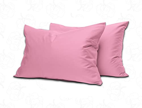 MistyMorning Confezione da 2 federe per cuscini, in cotone egiziano morbido e di alta qualità, 200 fili, traspiranti e con chiusura a busta, dimensioni standard (50 x 75 + 15 cm) (rosa, confezione da