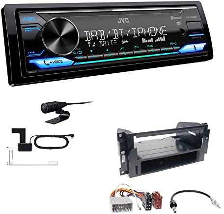 JVC KD-X482DBT 1-DIN Autoradio Media Receiver Digitalradio DAB+ Bluetooth Amazon Alexa USB Einbauset passend für Jeep Grand Cherokee 2005-2007 schwarz