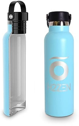 Botella Agua Acero Inoxidable - Termo 600 ml - Botella Agua Gimnasio Térmica - Revestimiento Interior Cerámico H2ZEN - Libre de BPA - Azul Cielo - Línea Optimum