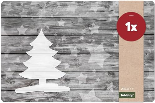 Weihnachts Tischset 1 STK als abwaschbare Weihnachten Tischdeko - Platzset Weihnachtsdeko Baum als Winter Tischuntersetzer - Platzdeckchen als Tischunterlage für Esstisch Wohnzimmer Tisch